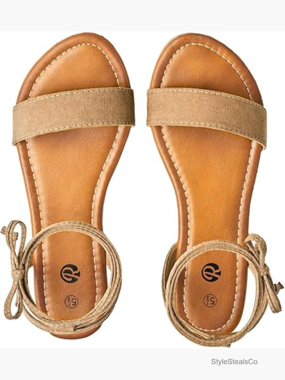 Open Toe Lace Up Flat Sandals Strappy Tie Up Ankle Wrap Summer Shoes